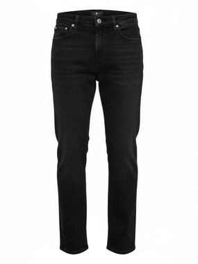 7 For All Mankind Black High Waist Cropped Straight Jeans 27